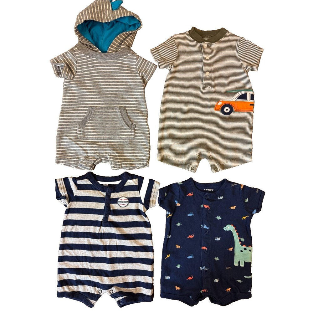 Carters Baby Boy Rompers 3 Months Summer Clothes Lot Outfits Shorts Car Baseball
